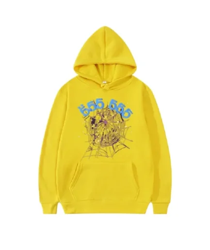 Sp5der 555555 Angel Number Hoodie Men Yellow