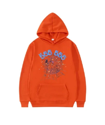 Sp5der 555555 Number Hoodie Men Orange