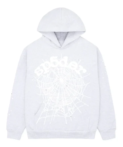 Sp5der Heather Grey Og Web Hoodie