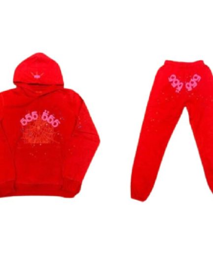 Sp5der 555555 Tracksuit pant and hoodie Red