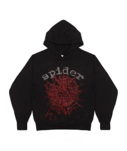 Sp5der OG Rhinestone Logo Hoodie – Black